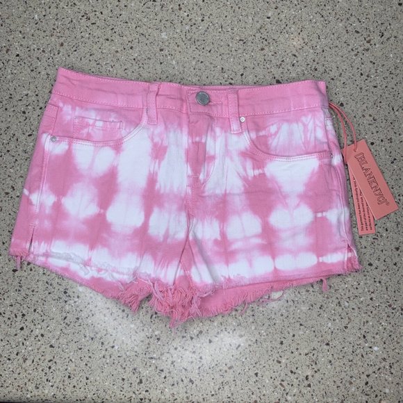 BlankNYC Pink Tie Dyed The Mini Essex Denim Shorts